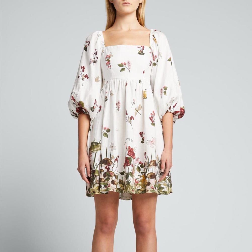 Cara Cara Fairytale Dress in Mushroom Print Linen M